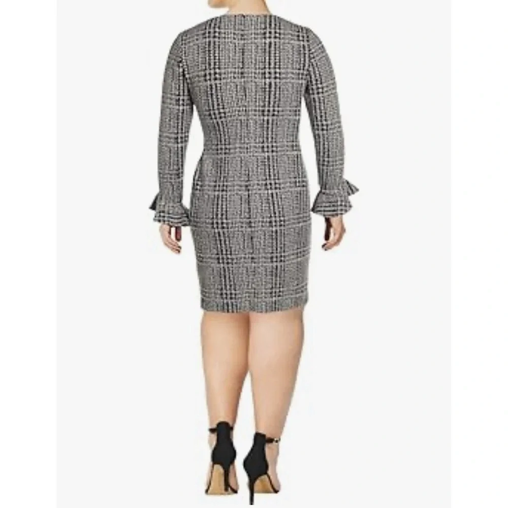 Lauren Ralph Lauren Women's Plaid Ruched Dress‎ Black Size 14 Knee Length